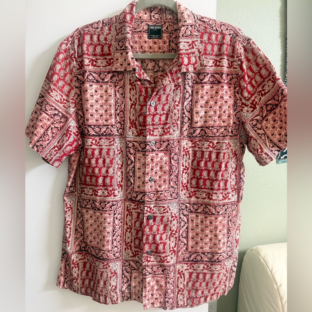 Todd Snyder Kalamkari Block Print Camp Shirt Large